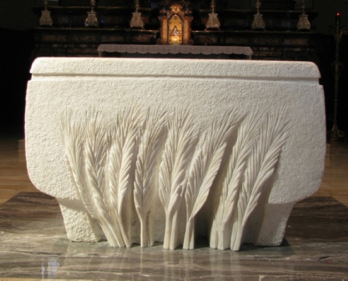 Altare in marmo Rosa Portogallo