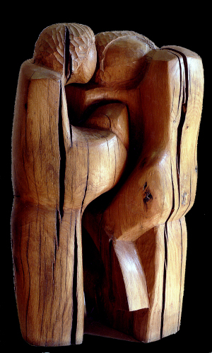 Commiato, scultura in legno di rovere